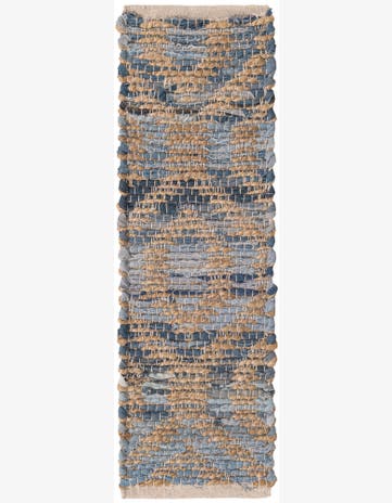0' 9 x 2' 6 Hand Woven Chindi Jute Stair Rug
