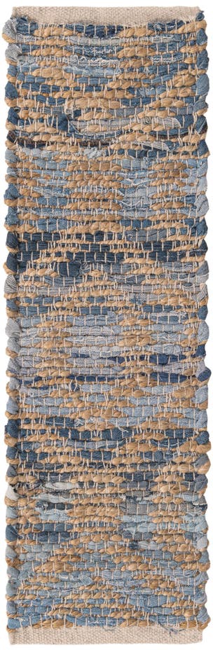 0' 9 x 2' 6 Hand Woven Chindi Jute Stair Rug