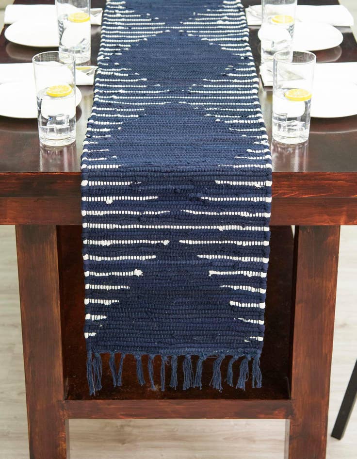 Detail image of 1' 2 x 10'  Hand Woven Chindi Cotton Table Runner Rug