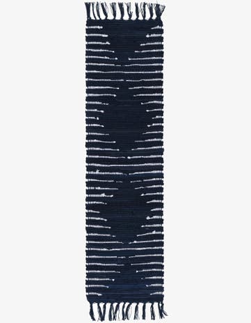 Navy Blue Hand Woven Chindi Cotton Table Runner Rug