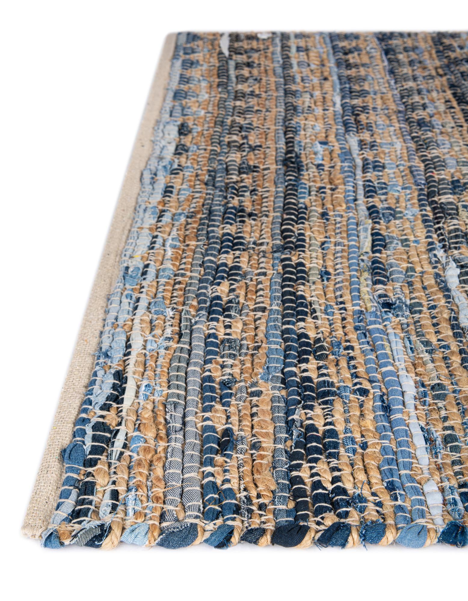 1' 2 x 6' 1 Hand Woven Chindi Jute Table Runner Rug