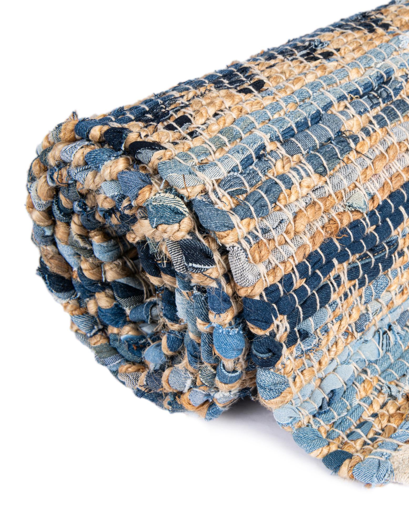 1' 2 x 6' 1 Hand Woven Chindi Jute Table Runner Rug