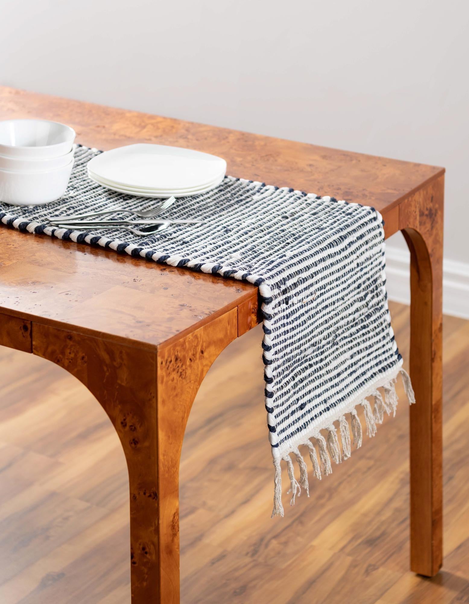1' 2 x 10' Hand Woven Chindi Jute Table Runner Rug