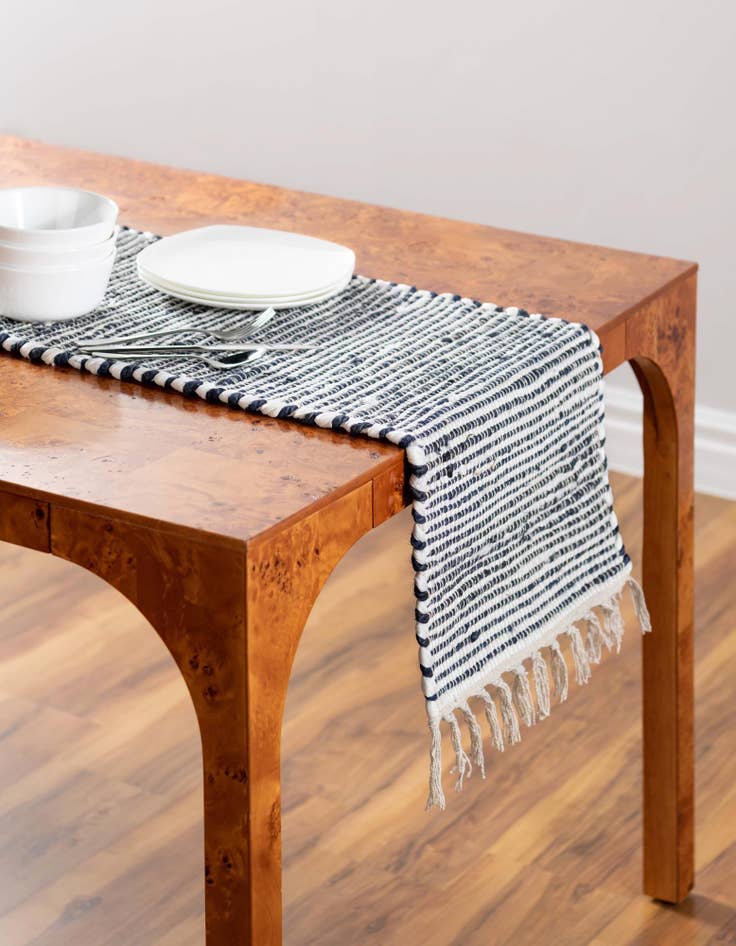 Detail image of 1' 2 x 10'  Hand Woven Chindi Jute Table Runner Rug