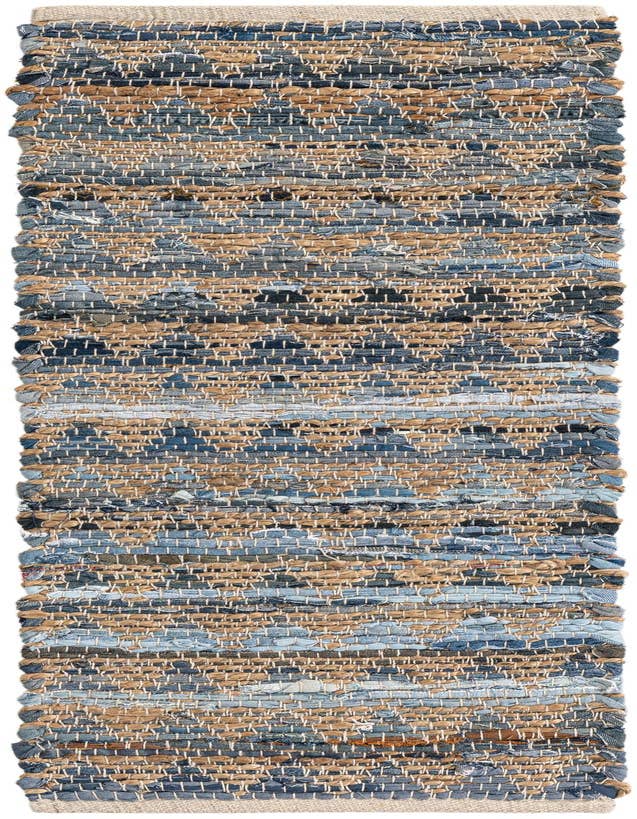 Detail image of 1' 2 x 4' 1 Hand Woven Chindi Jute Table Runner Rug