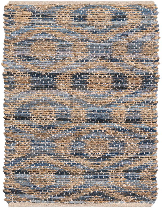 Detail image of 1' 2 x 4' 1 Hand Woven Chindi Jute Table Runner Rug