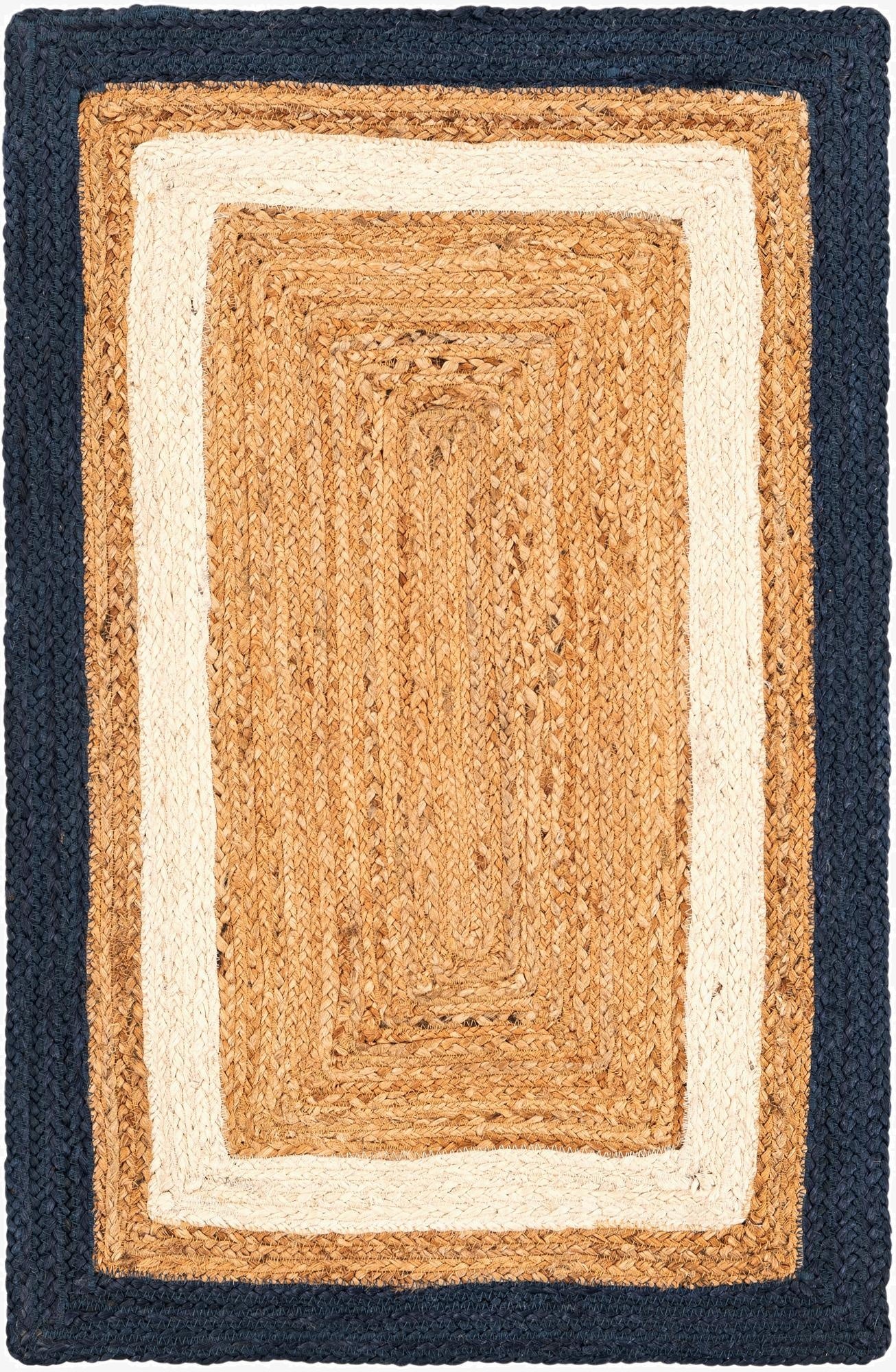2' x 3' 1  Hand Braided Jute Rug