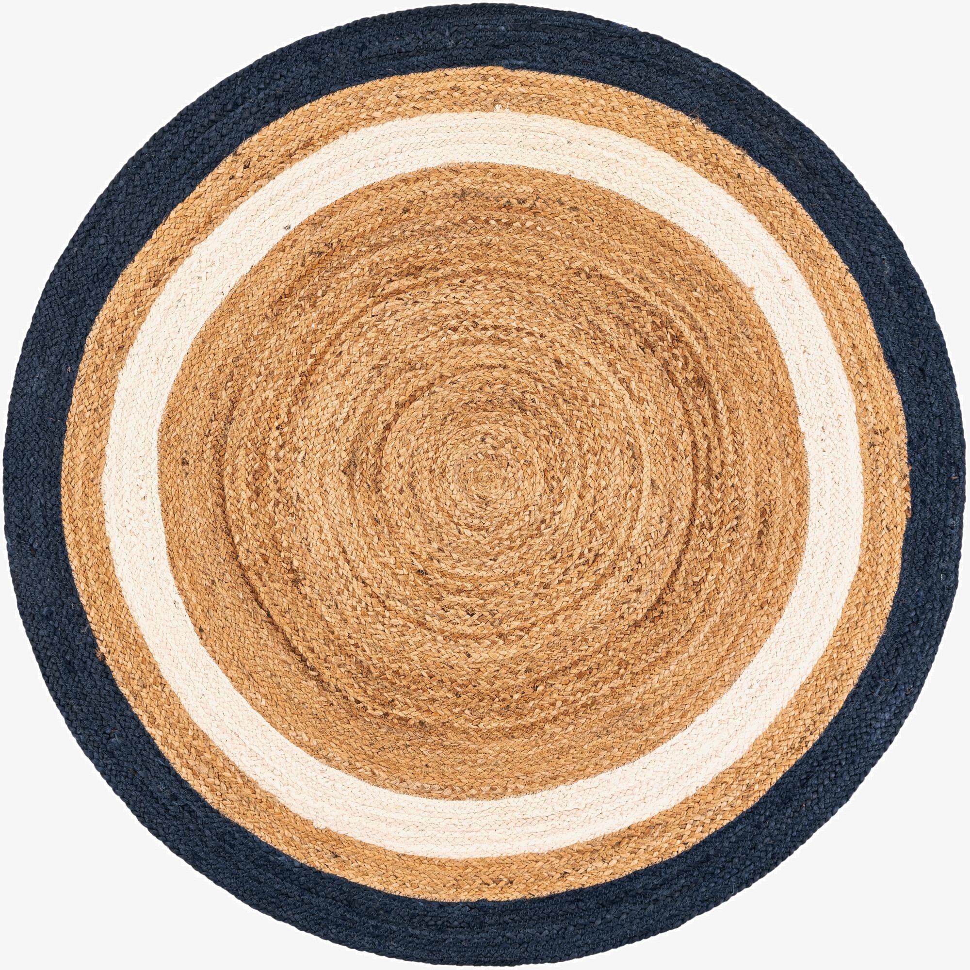 4' 1 x 4' 1  Hand Braided Jute Round Rug