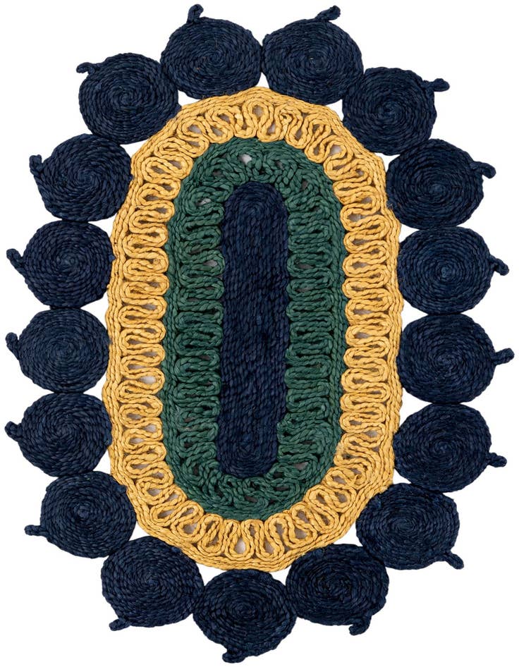 Detail image of 2' x 3' 1  Hand Braided Jute Oval Rug