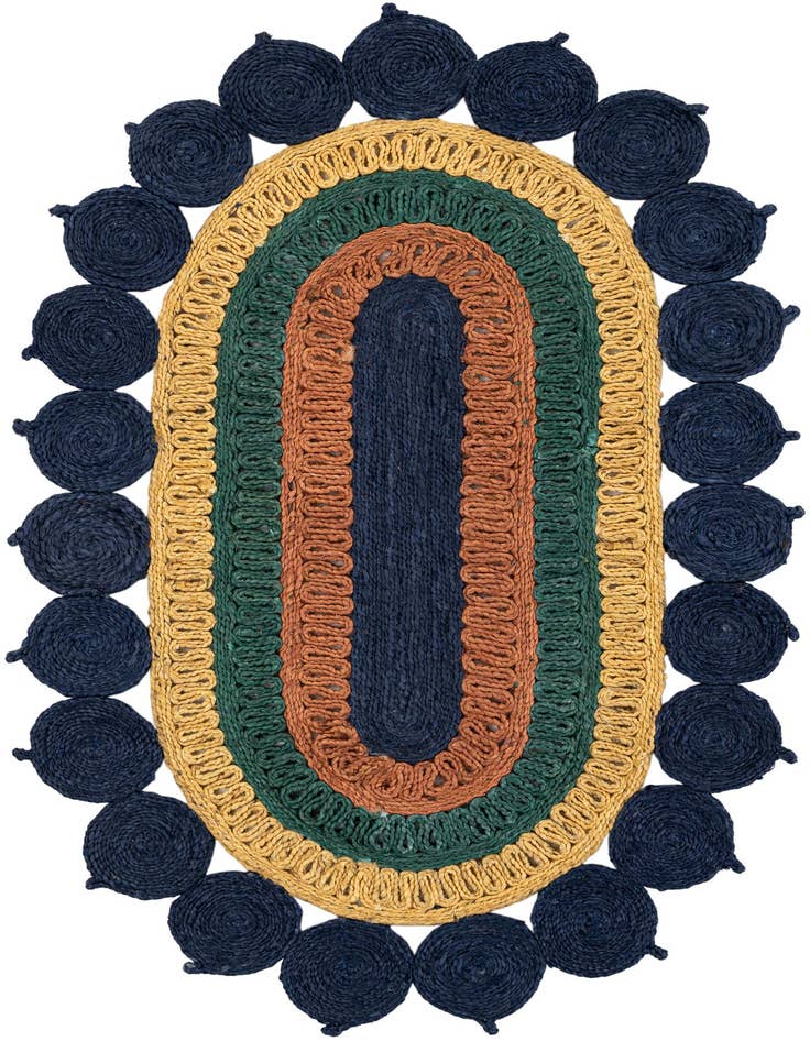 Detail image of 3' 1 x 5' 1  Hand Braided Jute Oval Rug