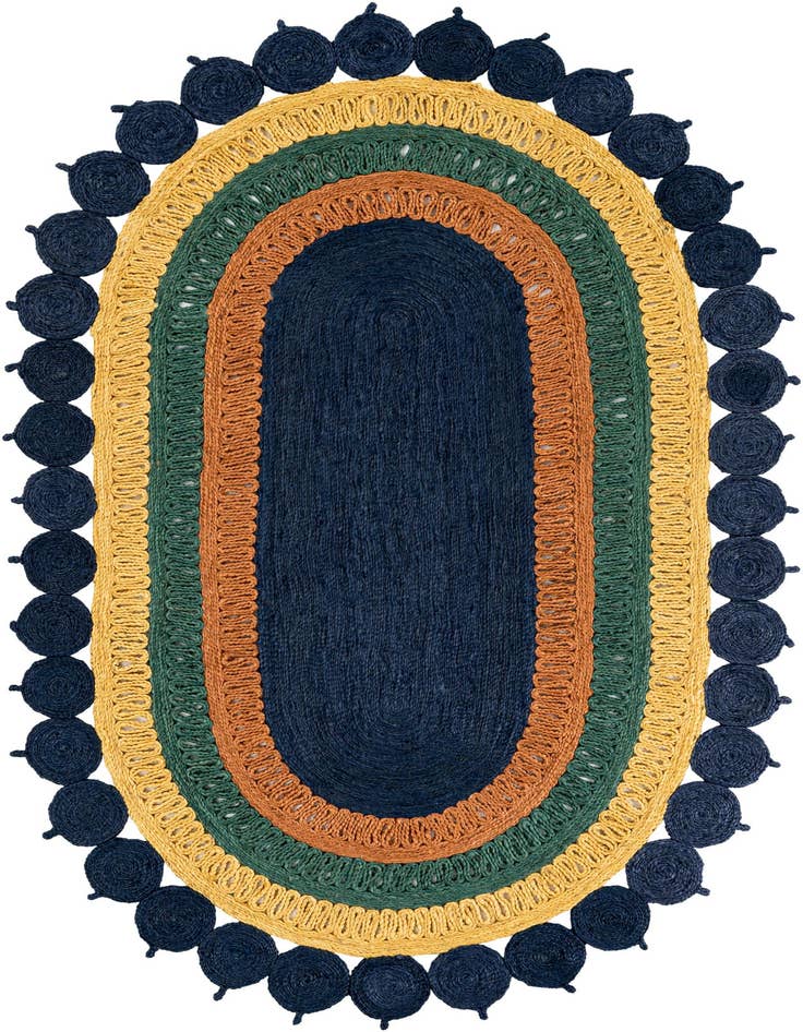 Detail image of 5' 1 x 8'  Hand Braided Jute Oval Rug