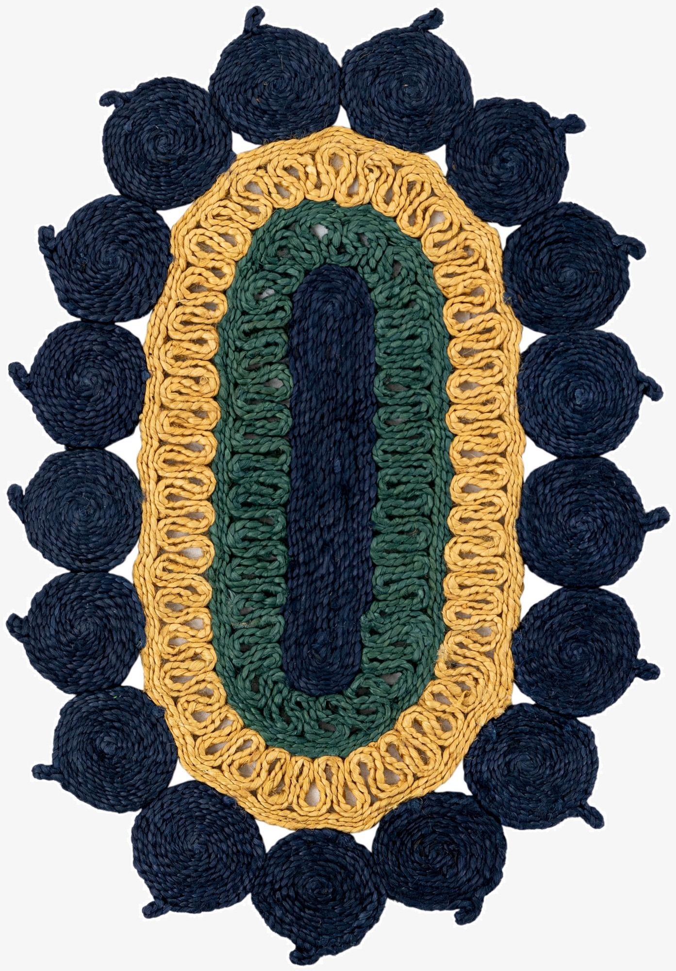 2' x 3' 1  Hand Braided Jute Oval Rug