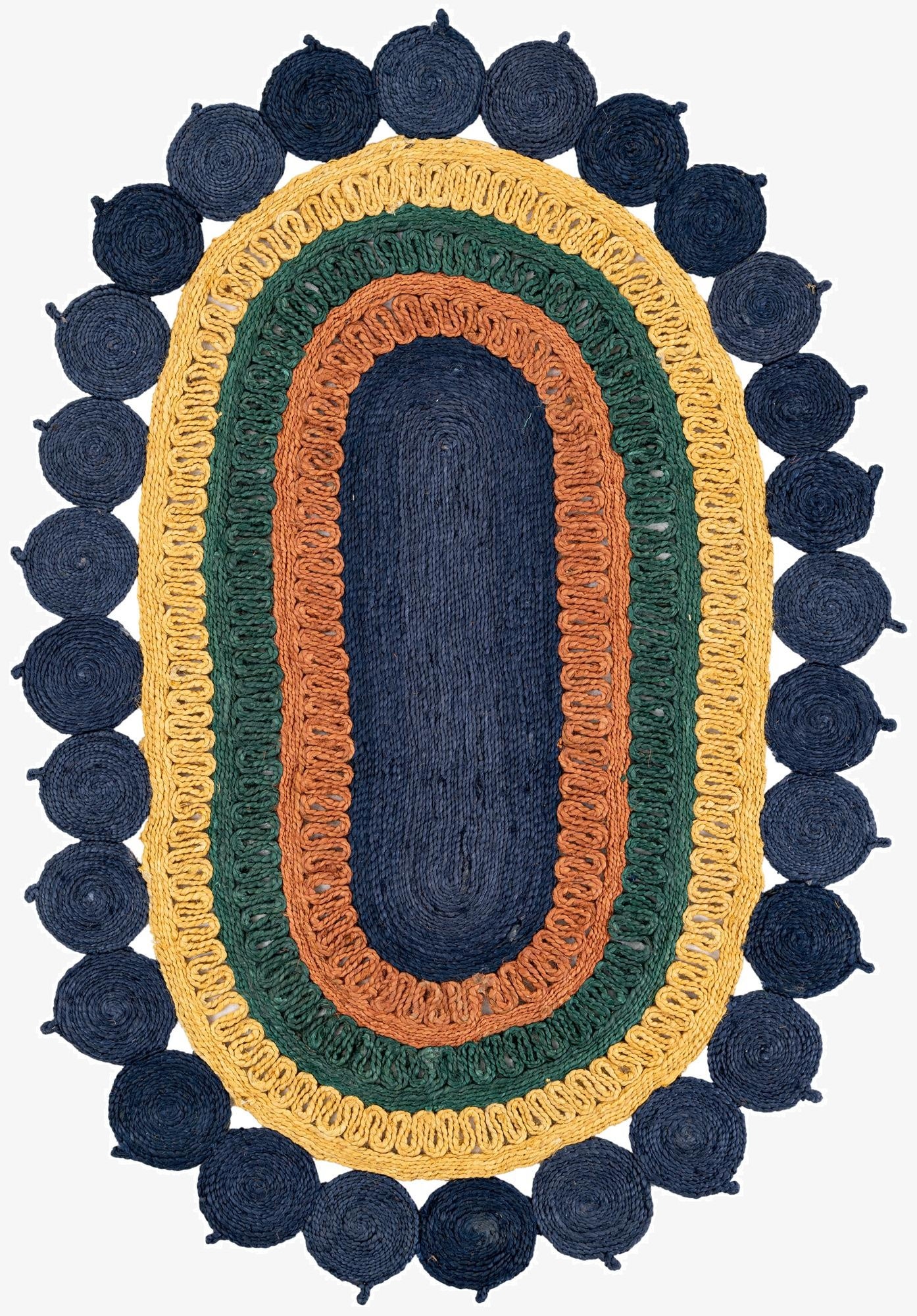 4' 1 x 6' 1  Hand Braided Jute Oval Rug