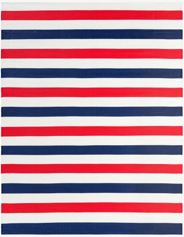 Navy Bue and Red Easy-Clean Vista Breeze Indoor / Outdoor Rug