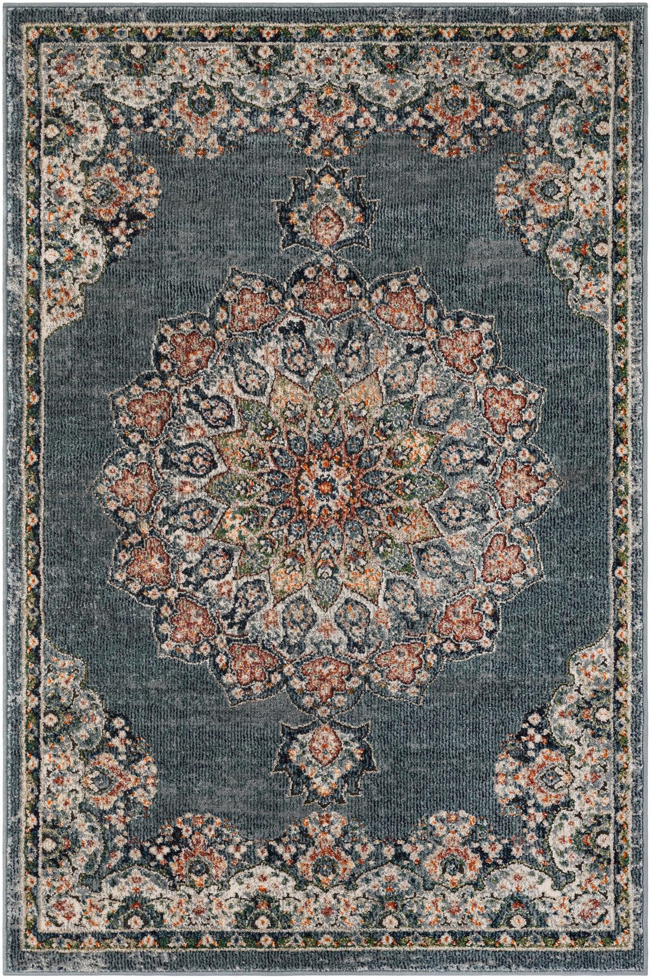 Neale · Border rug, slate blue