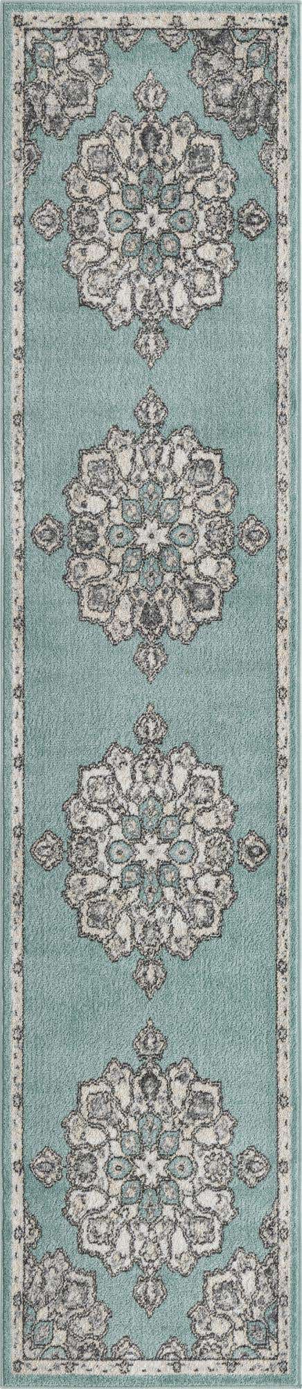 2' 7 x 12' Nettle · Border rug, aqua