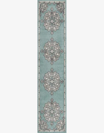 2' 7 x 12' Nettle · Border rug, aqua
