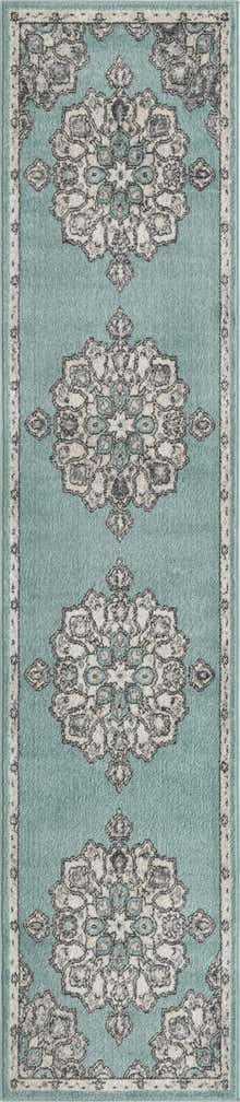 2' 7 x 12' Nettle · Border rug, aqua