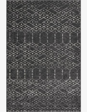 4' x 6' Newcomb · Geometric lattice rug, charcoal and ivory