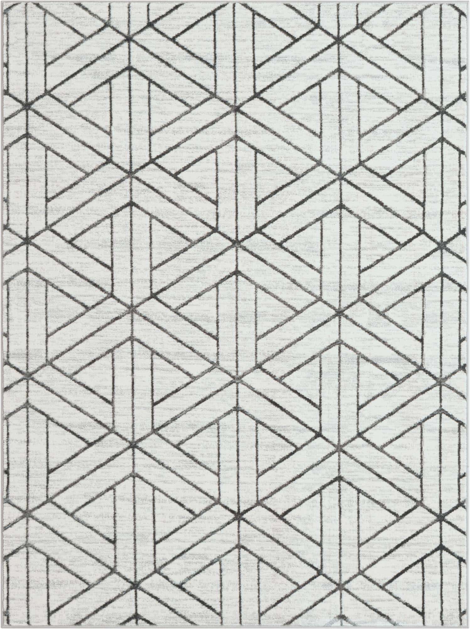 5' 3 x 7' Norwood · Geometric trellis rug, white and gray
