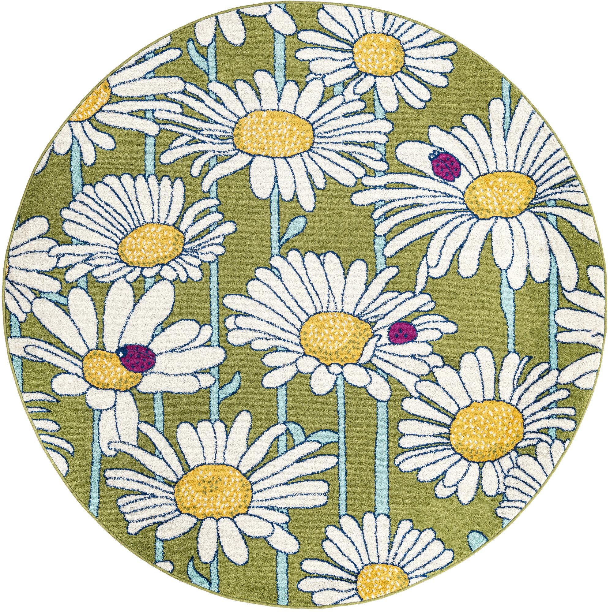 7' x 7' Nutmeg · Floral / botanical rug, green