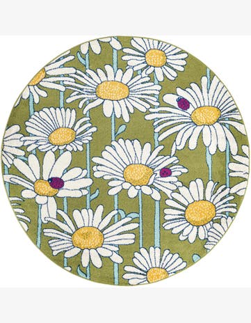7' x 7' Nutmeg · Floral / botanical rug, green