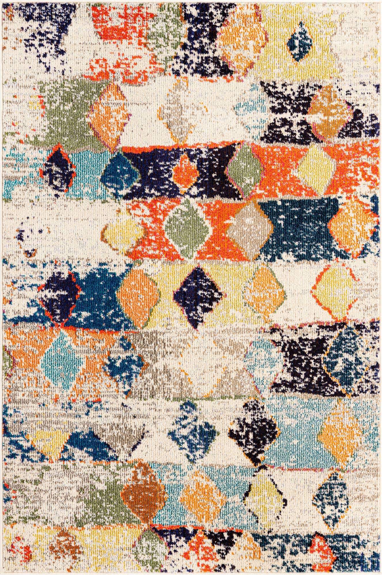 4' x 6' Oakes · Abstract Washable Rug, ivory