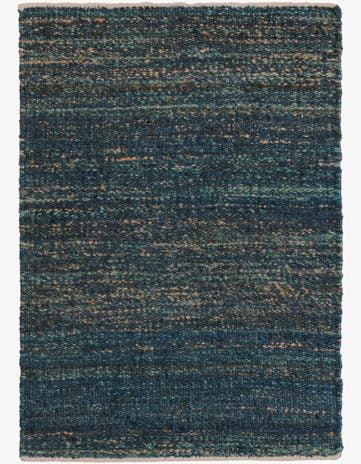 Ocean Blue Hand Woven Palm Beach Jute Rug