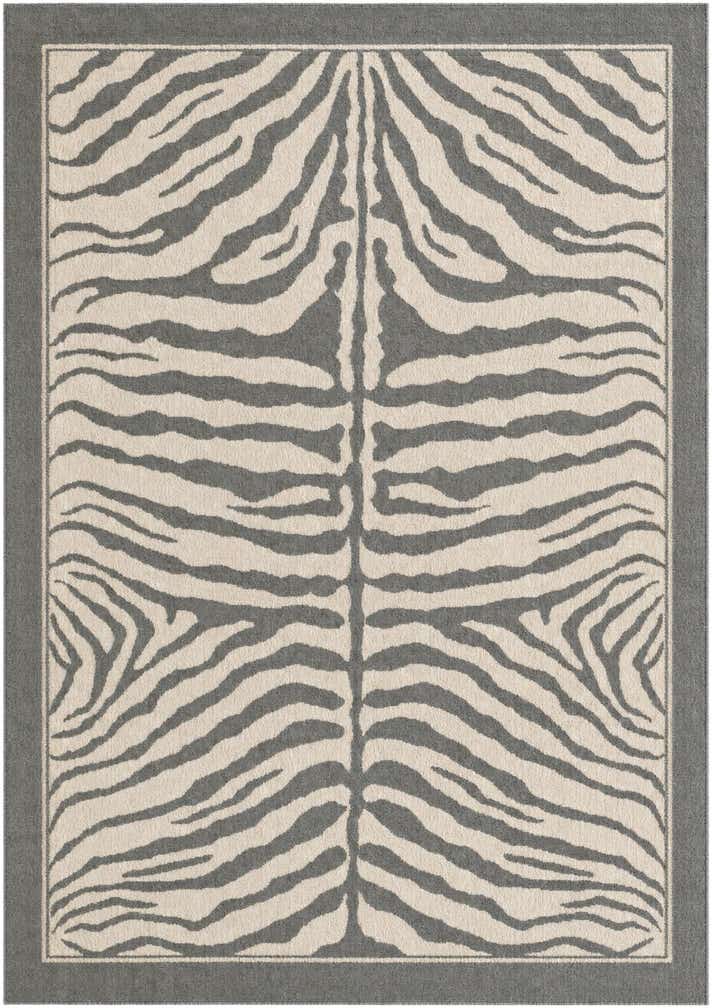 7' x 10' Oldfield · Border rug, gray and ivory