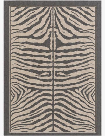 8' x 11' Oldfield · Border rug, gray and ivory