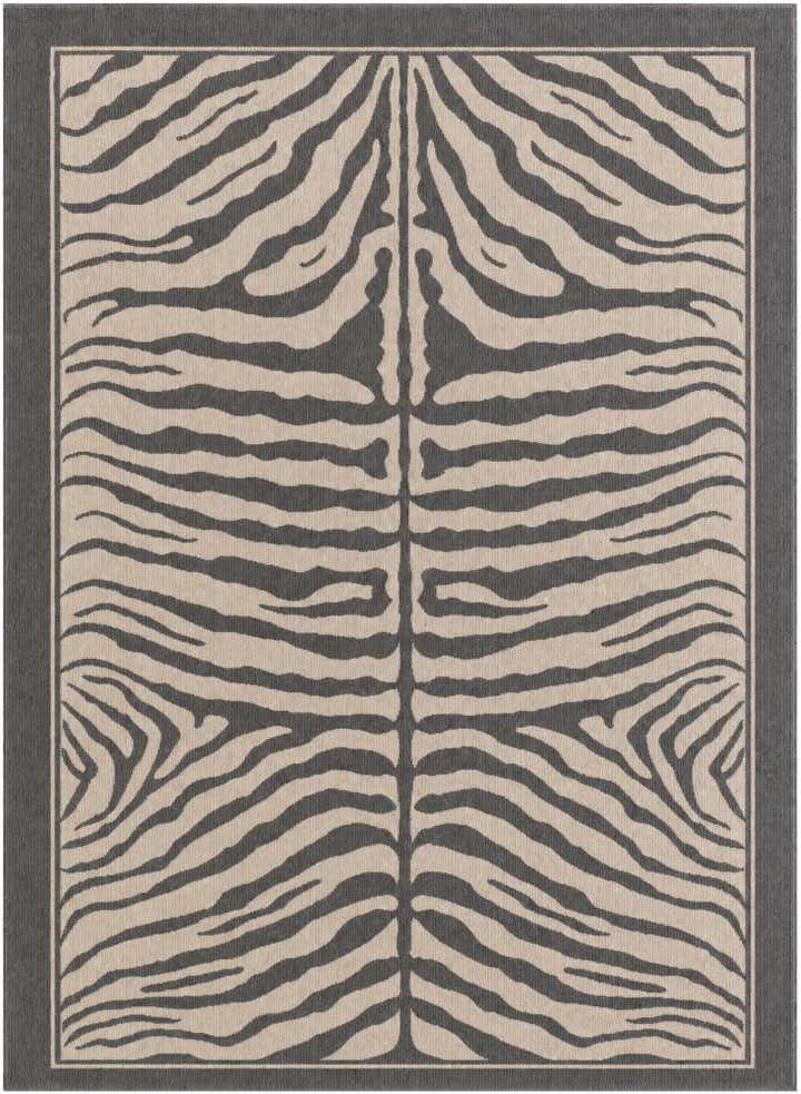 8' x 11' Oldfield · Border rug, gray and ivory