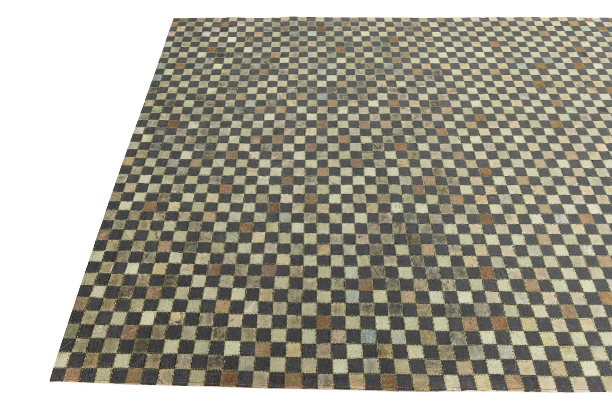5' 3 x 7' 5 Cowhide Leather Rug