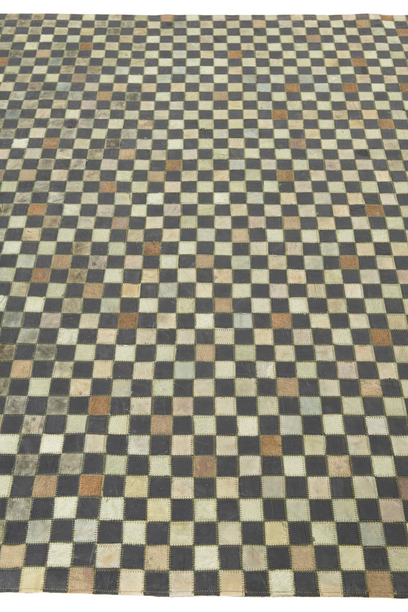 5' 3 x 7' 5 Cowhide Leather Rug