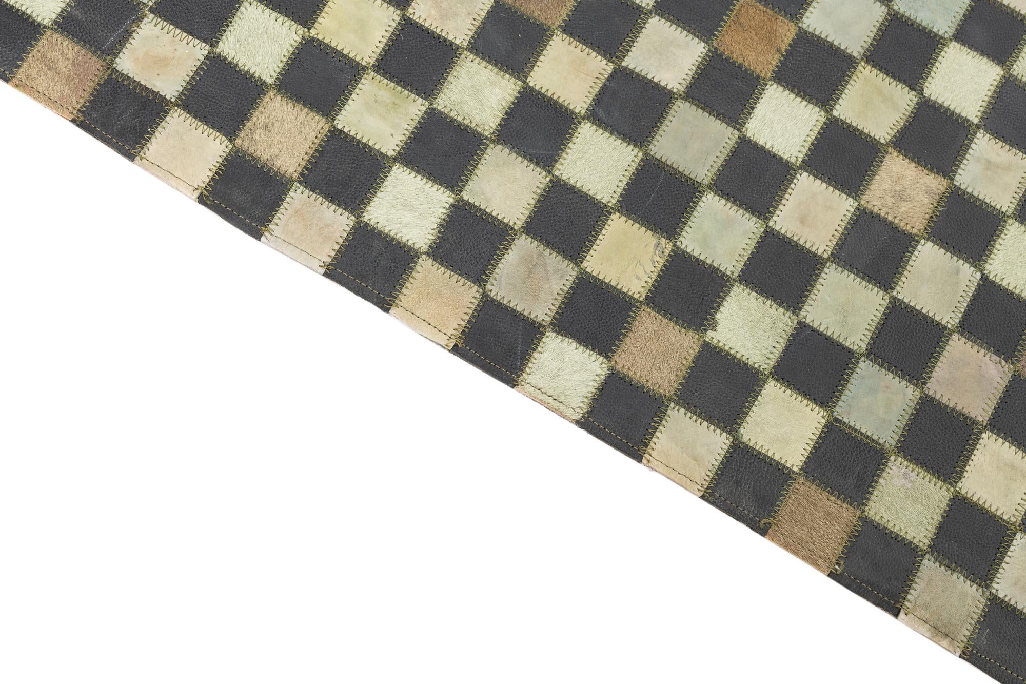 5' 3 x 7' 5 Cowhide Leather Rug