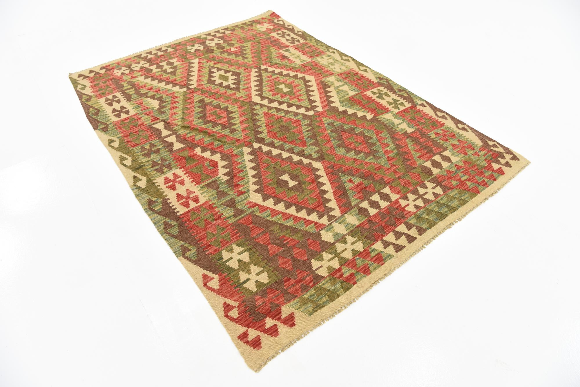 130cm x 195cm Tejido a mano Kilim Maymana Alfombra Lana