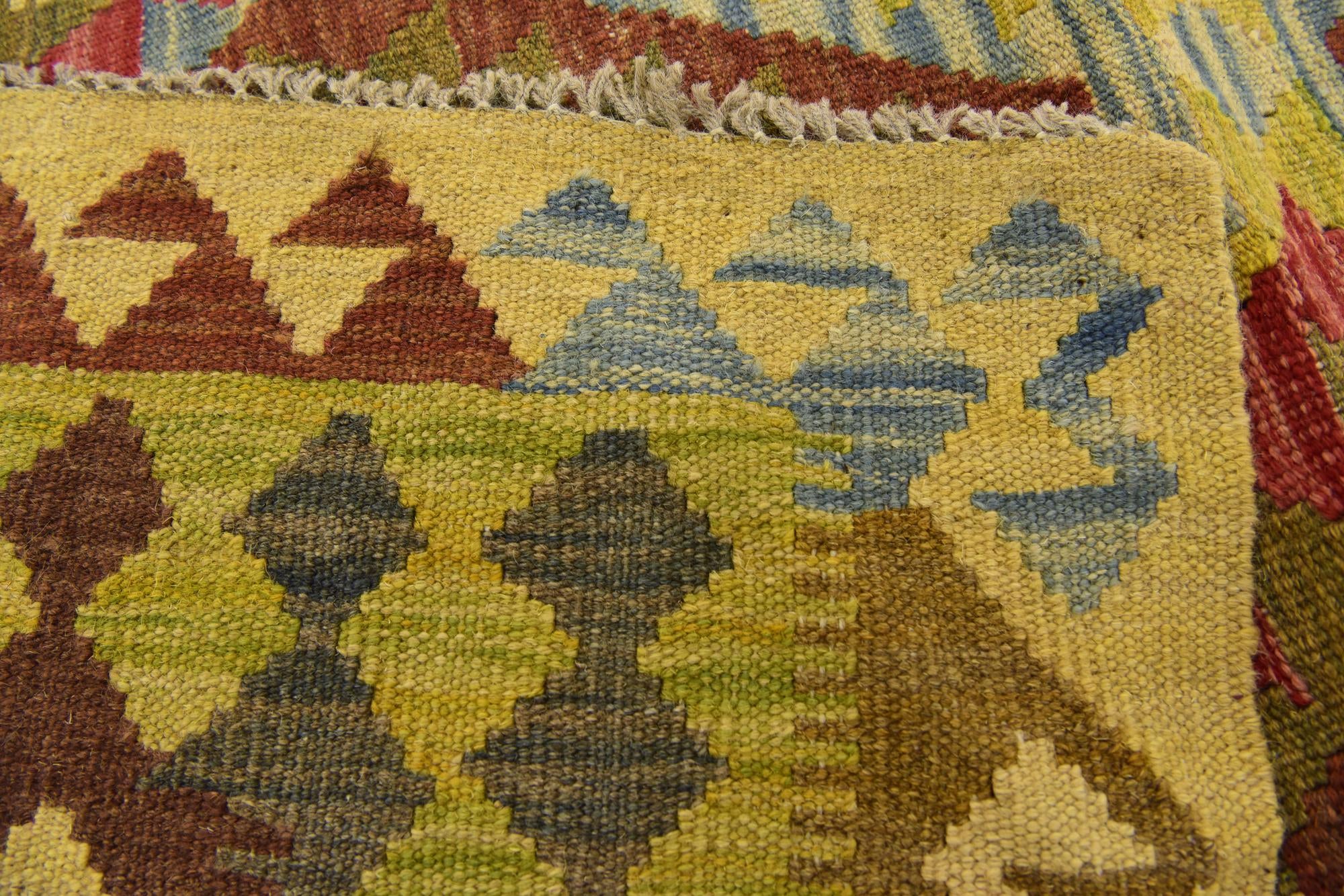 3' 4 x 5' Hand Woven Kilim Maymana Wool Rug