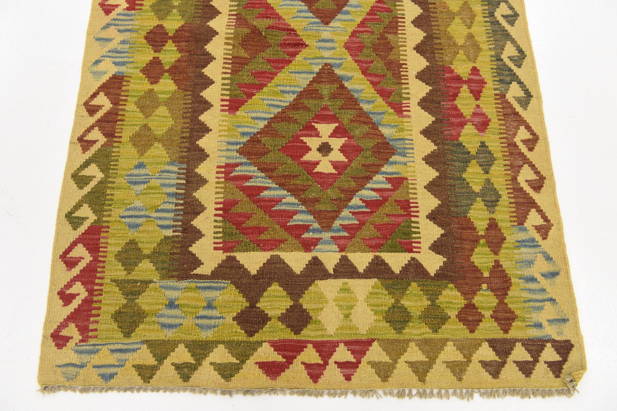 3' 4 x 5' Hand Woven Kilim Maymana Wool Rug