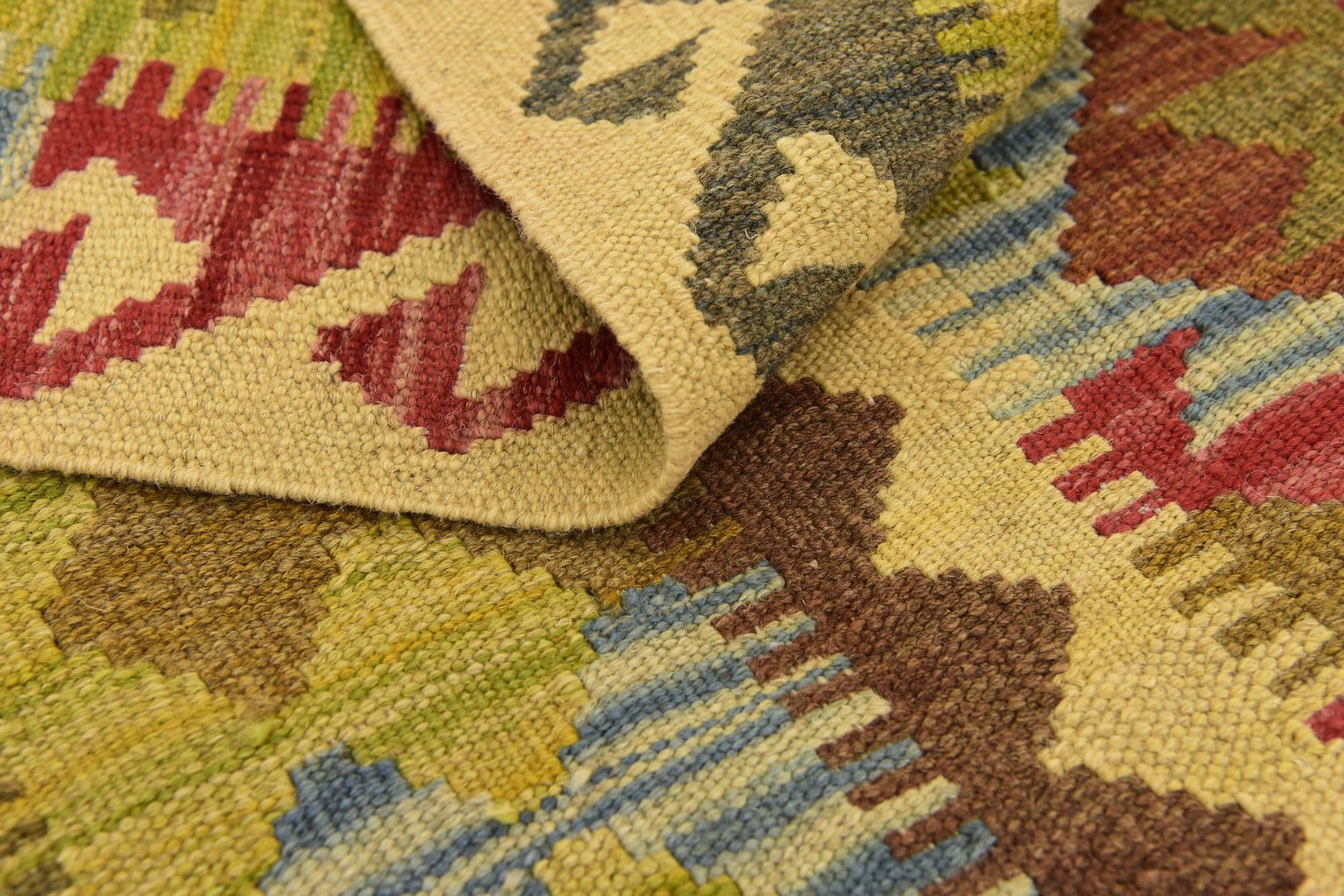 3' 4 x 5' Hand Woven Kilim Maymana Wool Rug