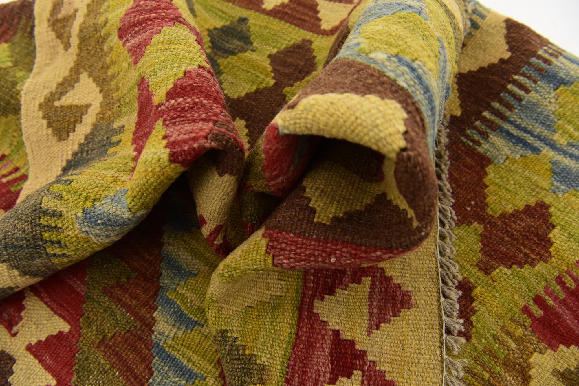 3' 4 x 5' Hand Woven Kilim Maymana Wool Rug