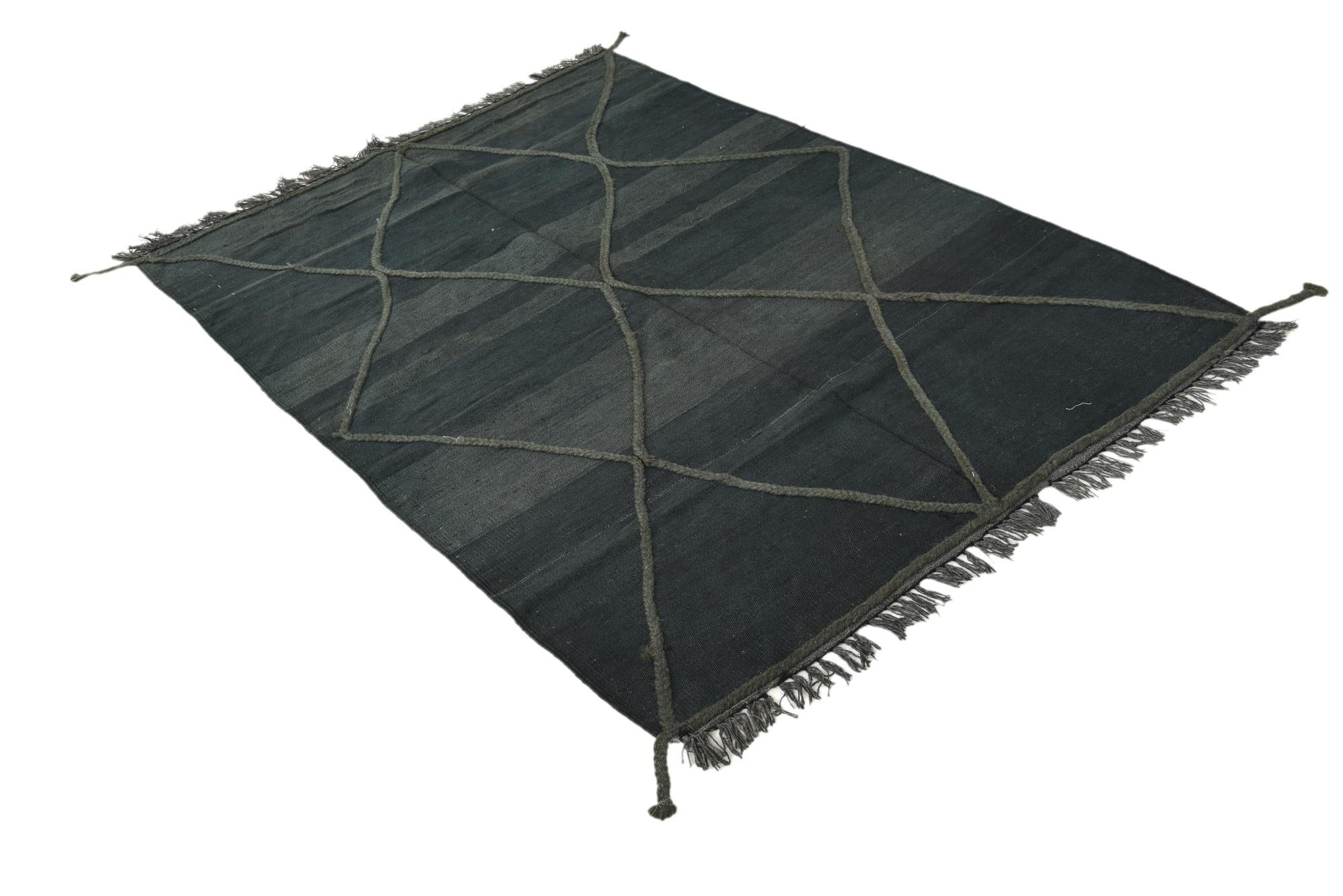 4' 4 x 6' Hand Woven Kilim Modern Wool Rug