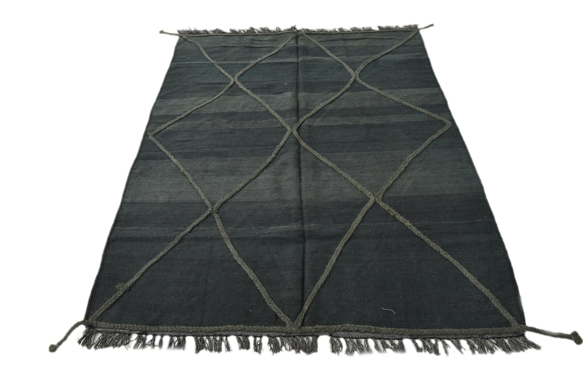 4' 4 x 6' Hand Woven Kilim Modern Wool Rug