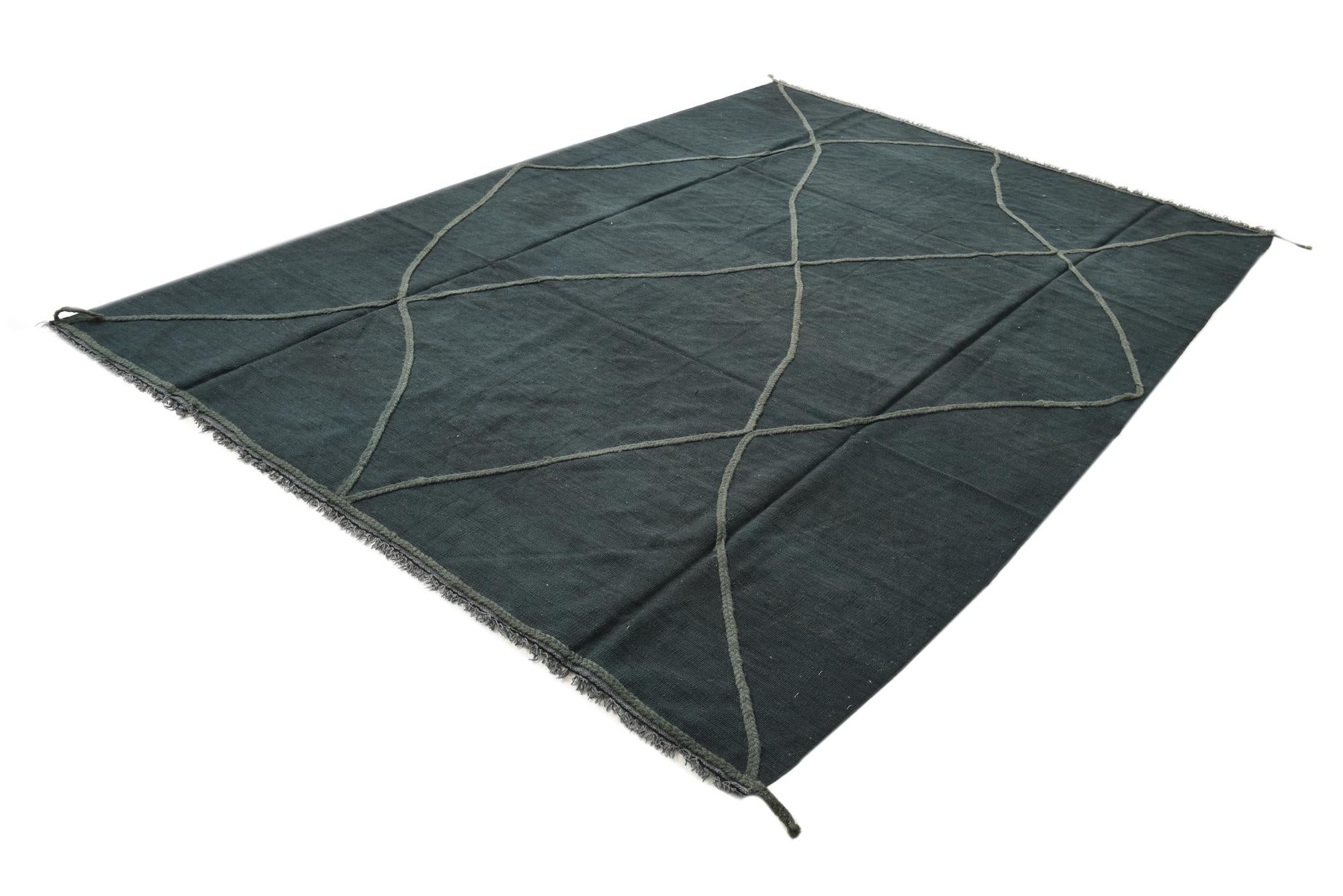 6' 8 x 10' Hand Woven Kilim Modern Wool Rug