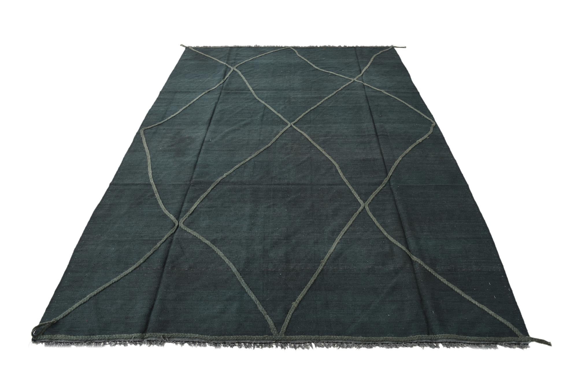 6' 8 x 10' Hand Woven Kilim Modern Wool Rug