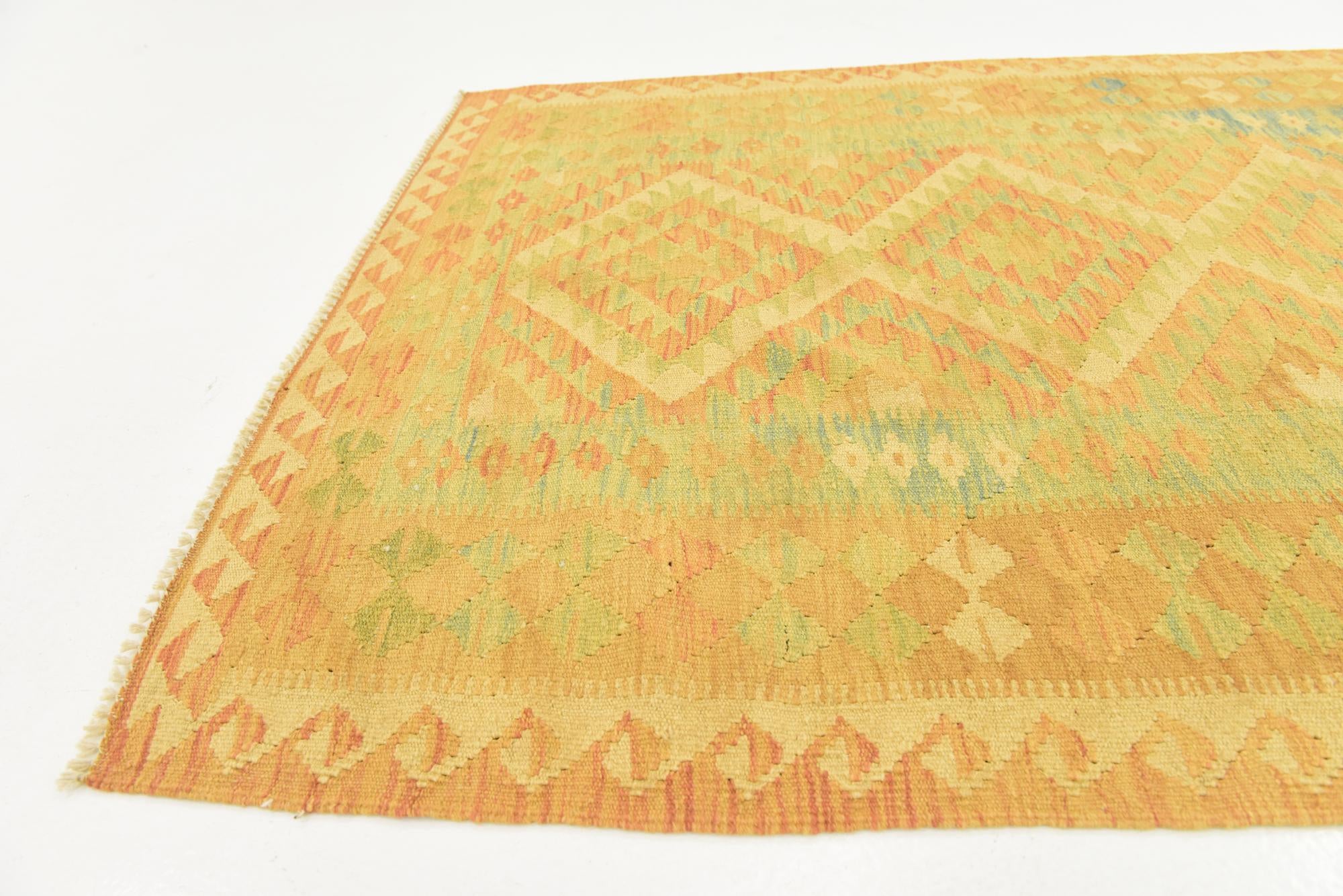 3' 4 x 5' 2 Hand Woven Kilim Waziri Wool Rug