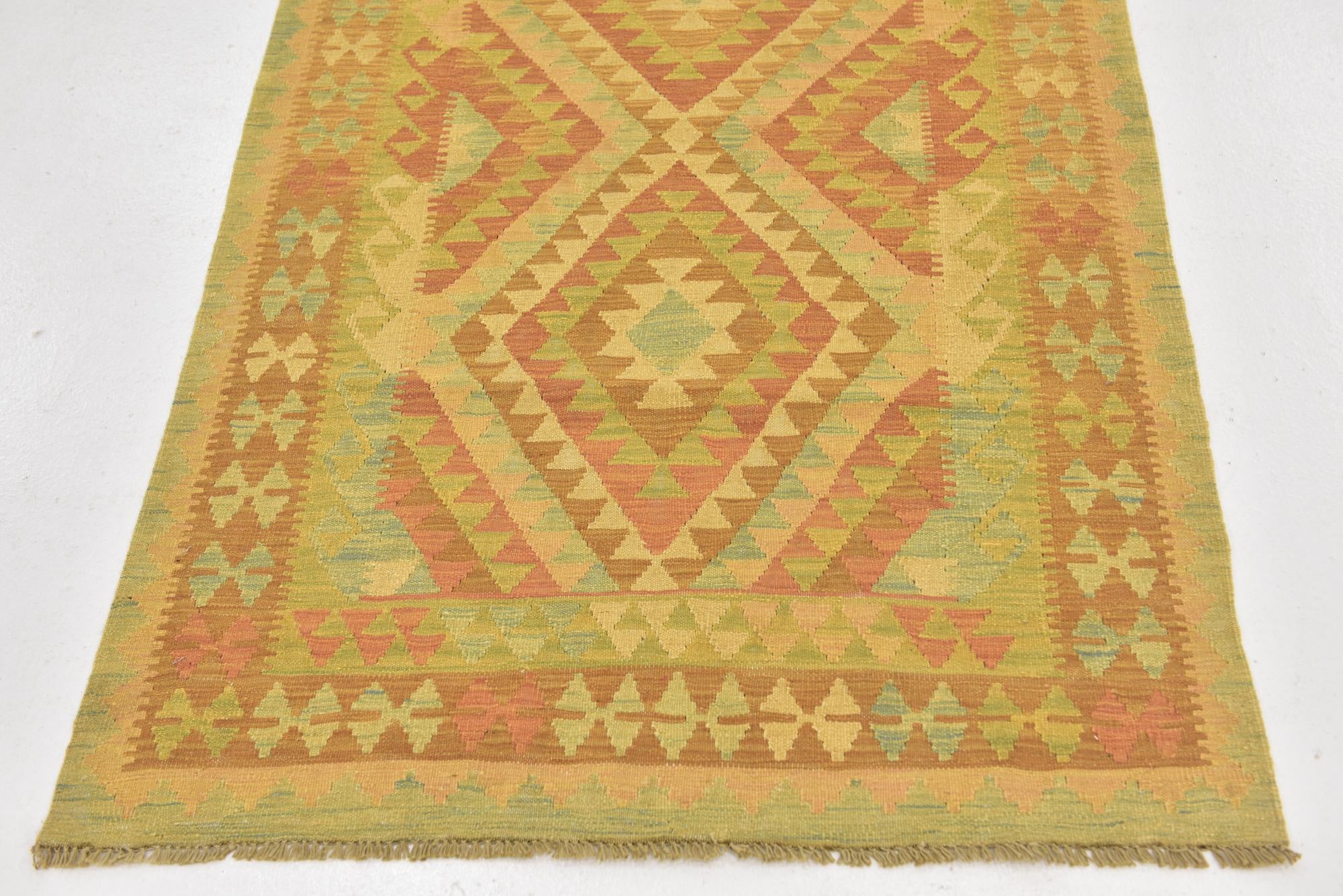 3' 2 x 5' Hand Woven Kilim Waziri Wool Rug