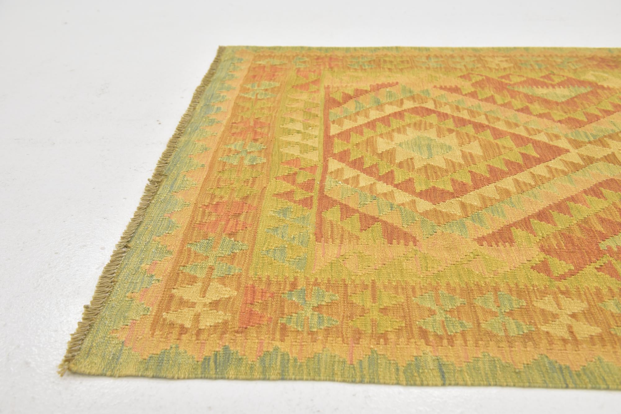 3' 2 x 5' Hand Woven Kilim Waziri Wool Rug