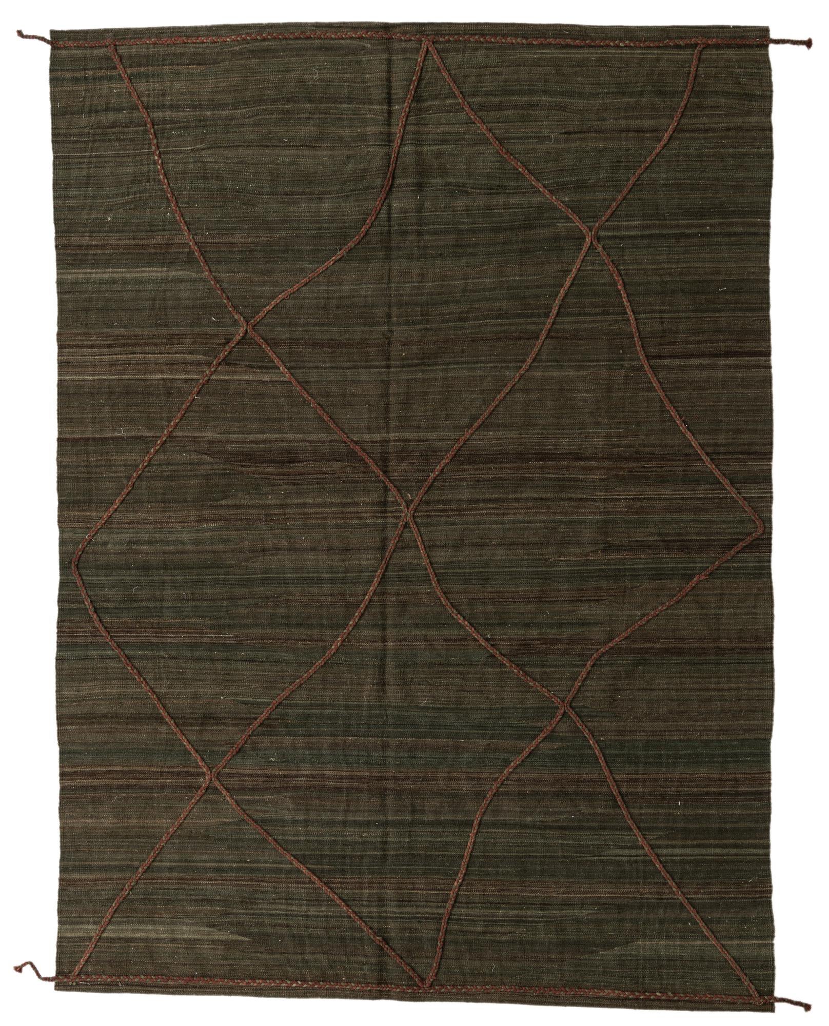 7' x 9' 5 Hand Knotted Moroccan Wool Rug