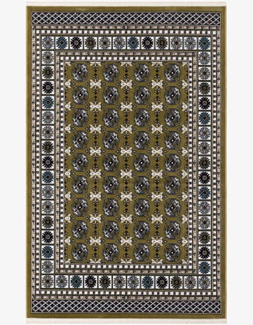Olive Green Nain Design Rug