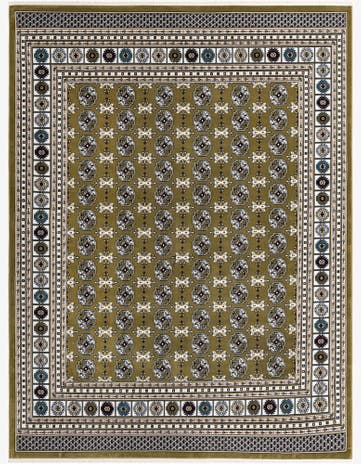 Olive Green Nain Design Rug