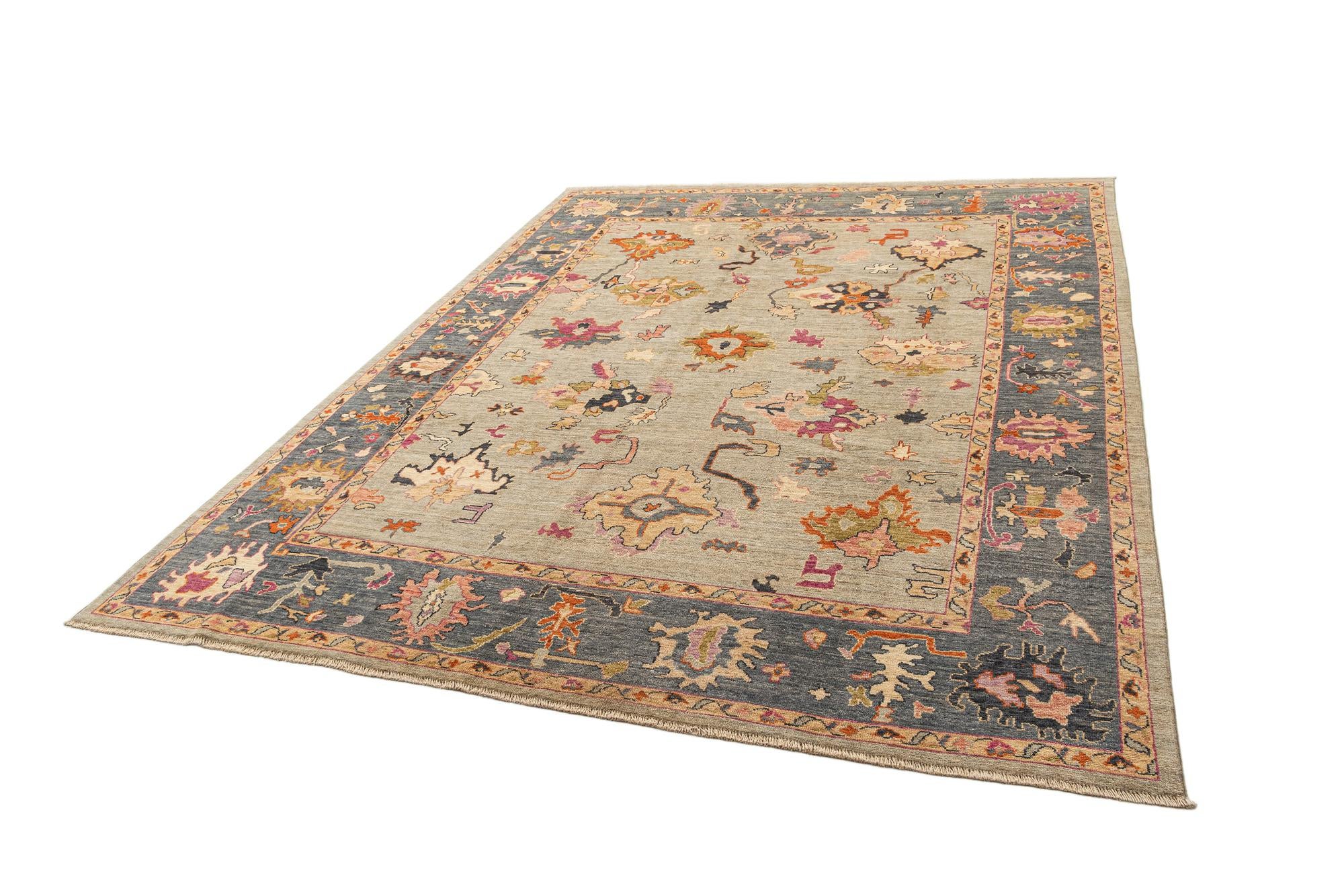 9' x 11' 9 Hand Knotted Oushak Rug